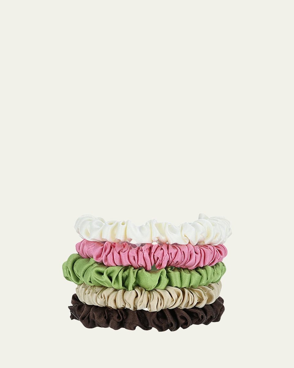 Mini Multicolor Silk Ponytail Holders, Set of 5